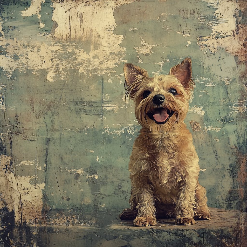 A painted terrier on aged canvas — small breed patients